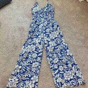 Patrons of Peace Navy and White Floral Jumpsuit